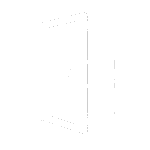 White line art icon of an open door frame representing in-person clinic appointments and face-to-face consultations